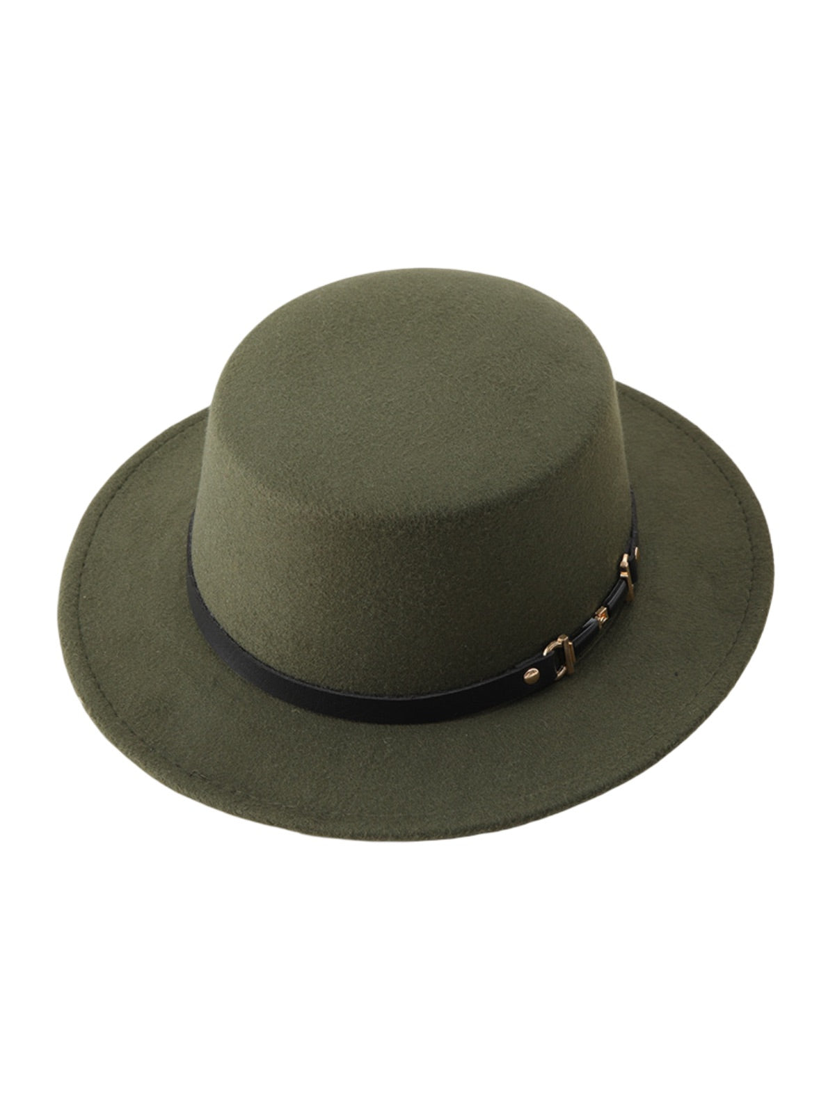 Women's felt hat, retro, autumn winter fashion accessory, flat hat with short brim, vintage style with ribbon, Ogana model