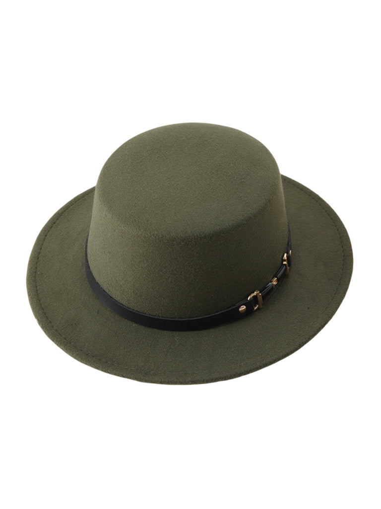 Women's felt hat, retro, autumn winter fashion accessory, flat hat with short brim, vintage style with ribbon, Ogana model