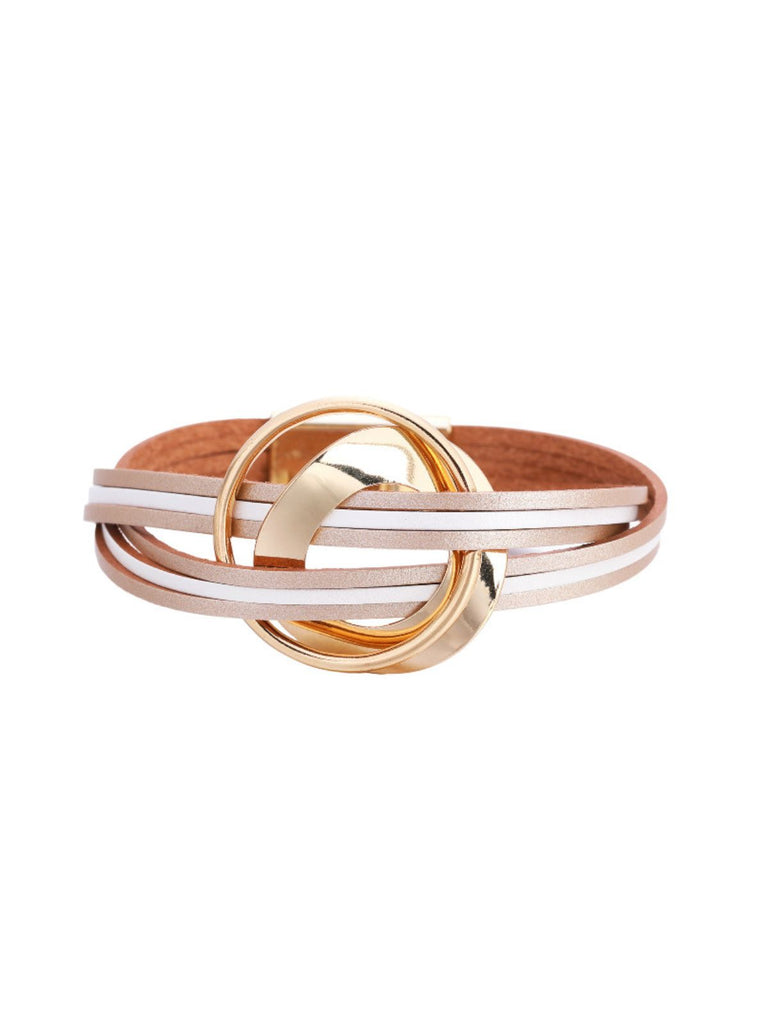 Bracelet cuir multirangs, magnétique, femme, style bohème, large, coloré, modèle Odylle