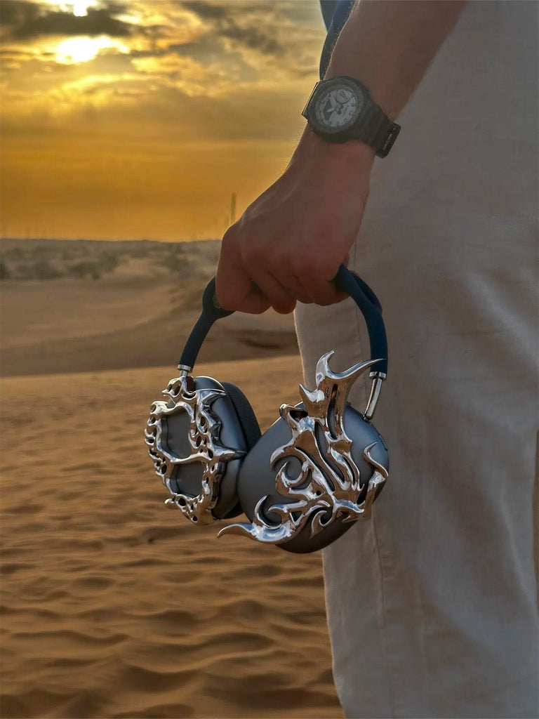 Accessoire AirPods Max, décoration aile argentée liquide, coque design brillante, protection oreillette, style y2k unique artistique, modèle Orionis - Accessoire AirPods Max - Argent