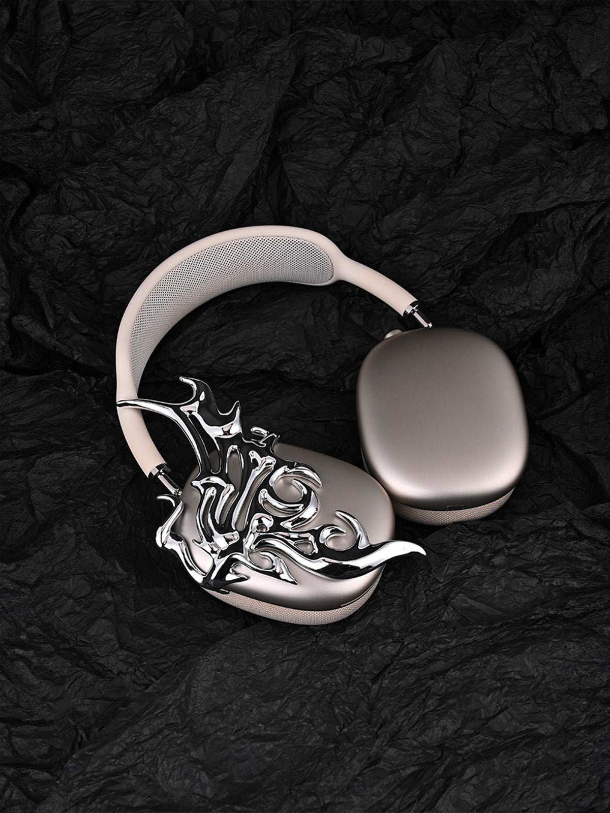 Accessoire AirPods Max, décoration aile argentée liquide, coque design brillante, protection oreillette, style y2k unique artistique, modèle Orionis - Accessoire AirPods Max - Argent