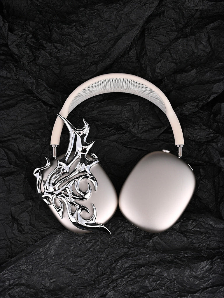 Accessoire AirPods Max, décoration aile argentée liquide, coque design brillante, protection oreillette, style y2k unique artistique, modèle Orionis - Accessoire AirPods Max - Argent