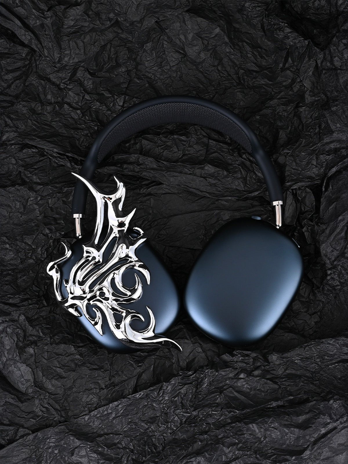 Accessoire AirPods Max, décoration aile argentée liquide, coque design brillante, protection oreillette, style y2k unique artistique, modèle Orionis - Accessoire AirPods Max - Argent