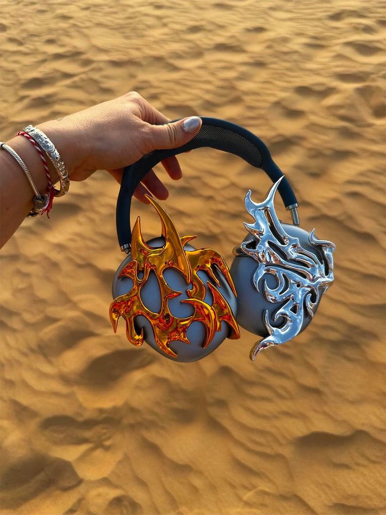 Accessoire AirPods Max, décoration aile argentée liquide, coque design brillante, protection oreillette, style y2k unique artistique, modèle Orionis - Accessoire AirPods Max - Argent