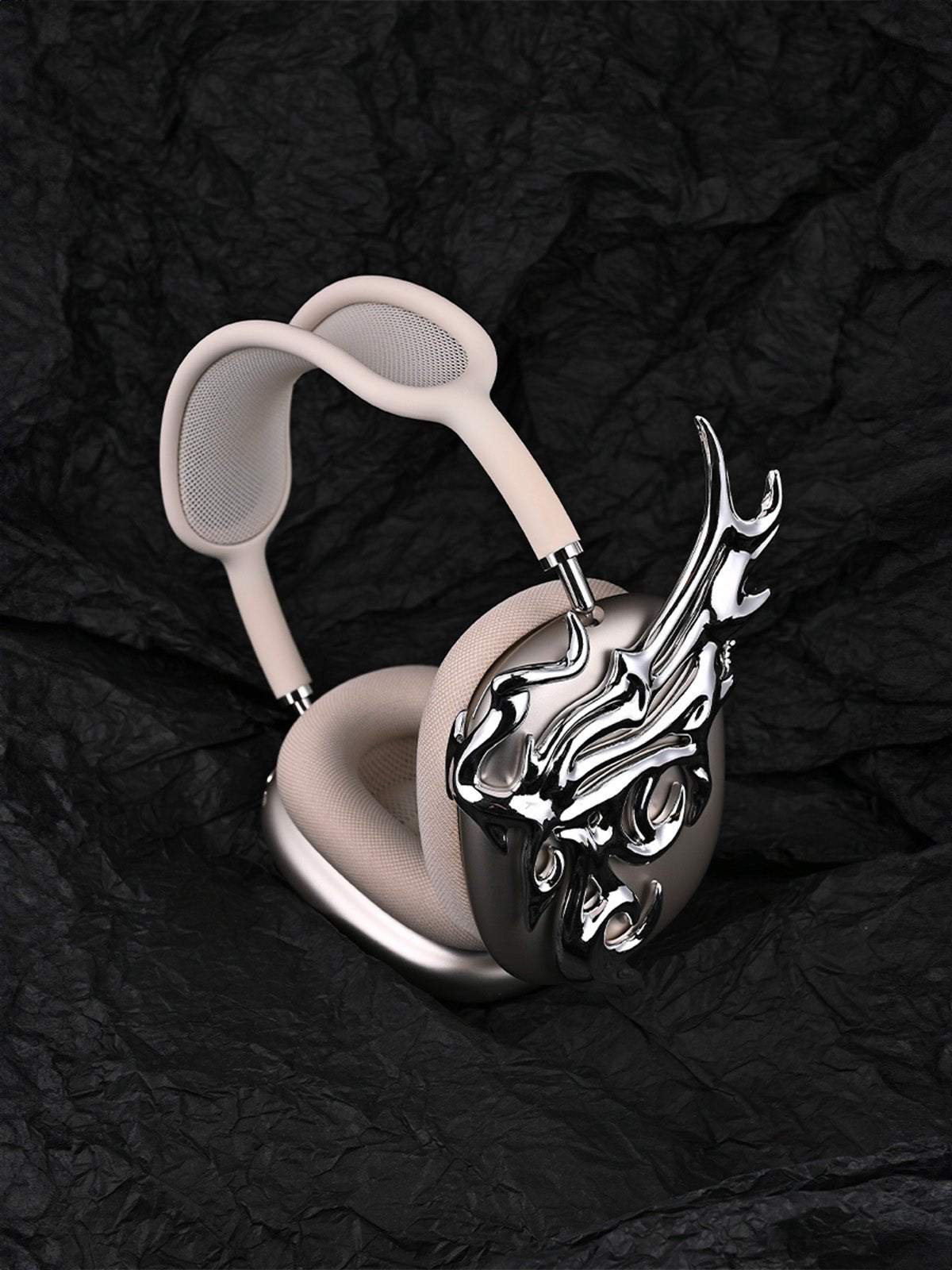 Accessoire AirPods Max, décoration aile argentée liquide, coque design brillante, protection oreillette, style y2k unique artistique, modèle Orionis - Accessoire AirPods Max - Argent
