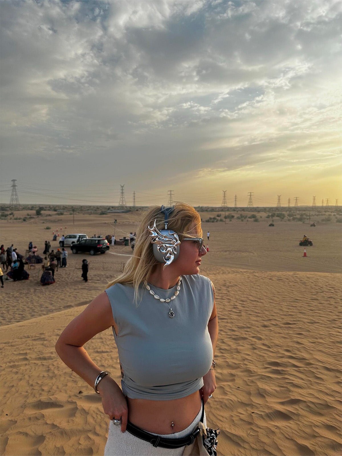 Accessoire AirPods Max, décoration aile argentée liquide, coque design brillante, protection oreillette, style y2k unique artistique, modèle Orionis - Accessoire AirPods Max - Argent