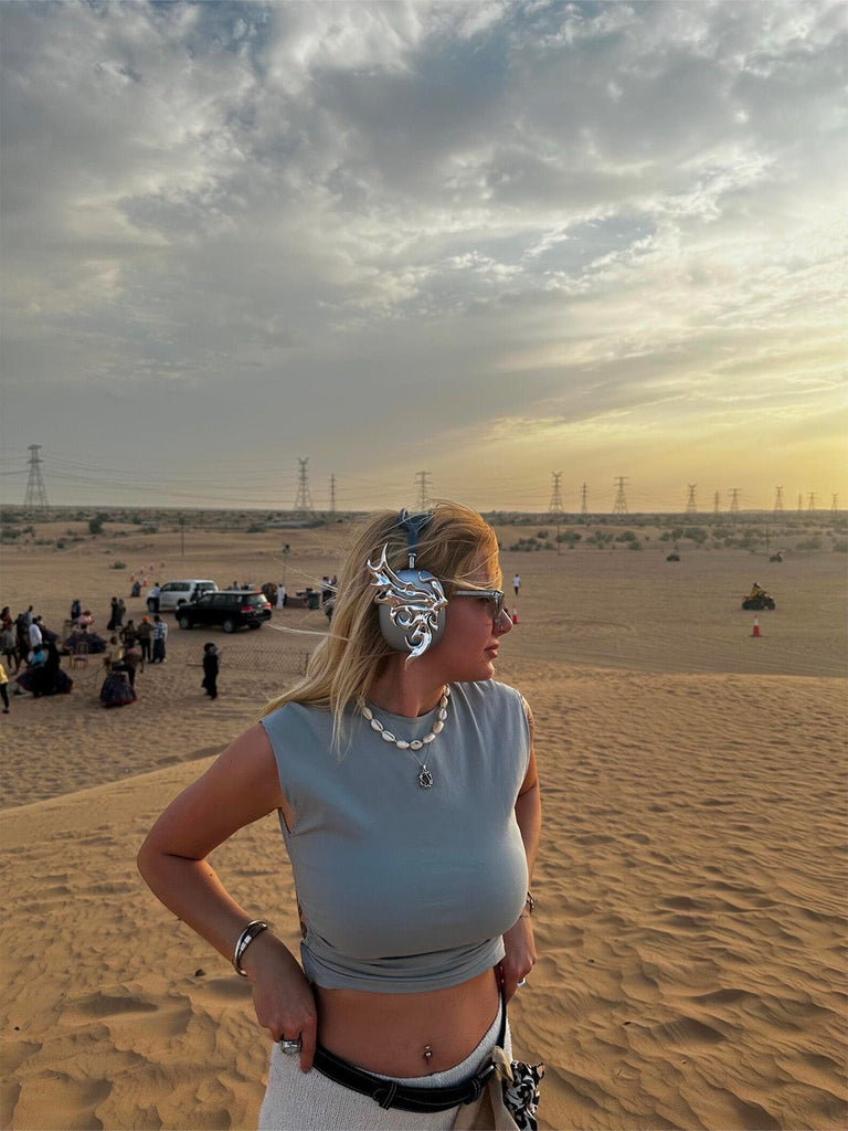 Accessoire AirPods Max, décoration aile argentée liquide, coque design brillante, protection oreillette, style y2k unique artistique, modèle Orionis - Accessoire AirPods Max - Argent