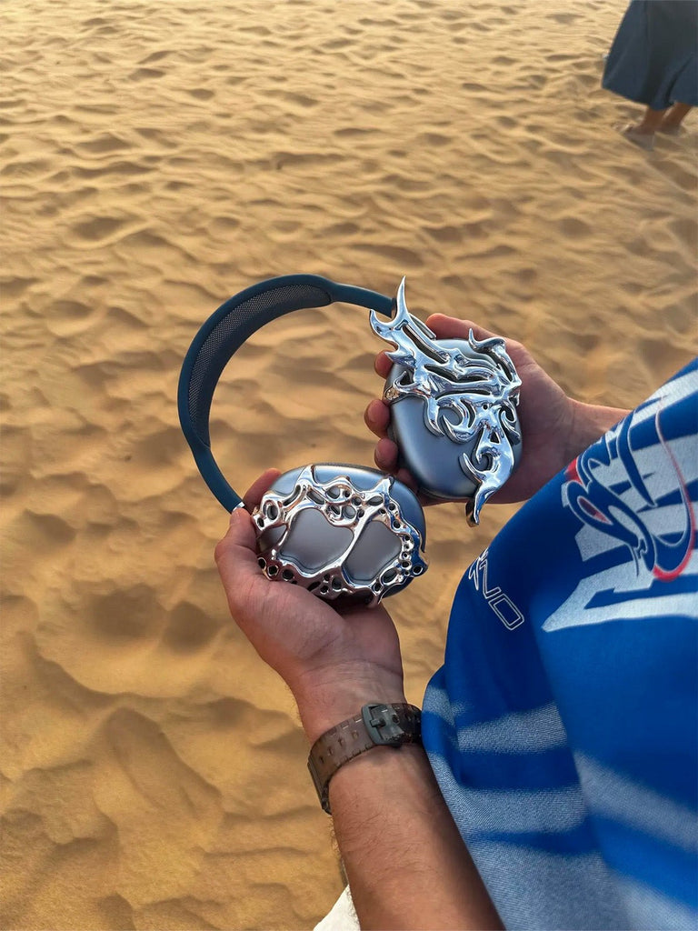 Accessoire AirPods Max, décoration aile argentée liquide, coque design brillante, protection oreillette, style y2k unique artistique, modèle Orionis - Accessoire AirPods Max - Argent