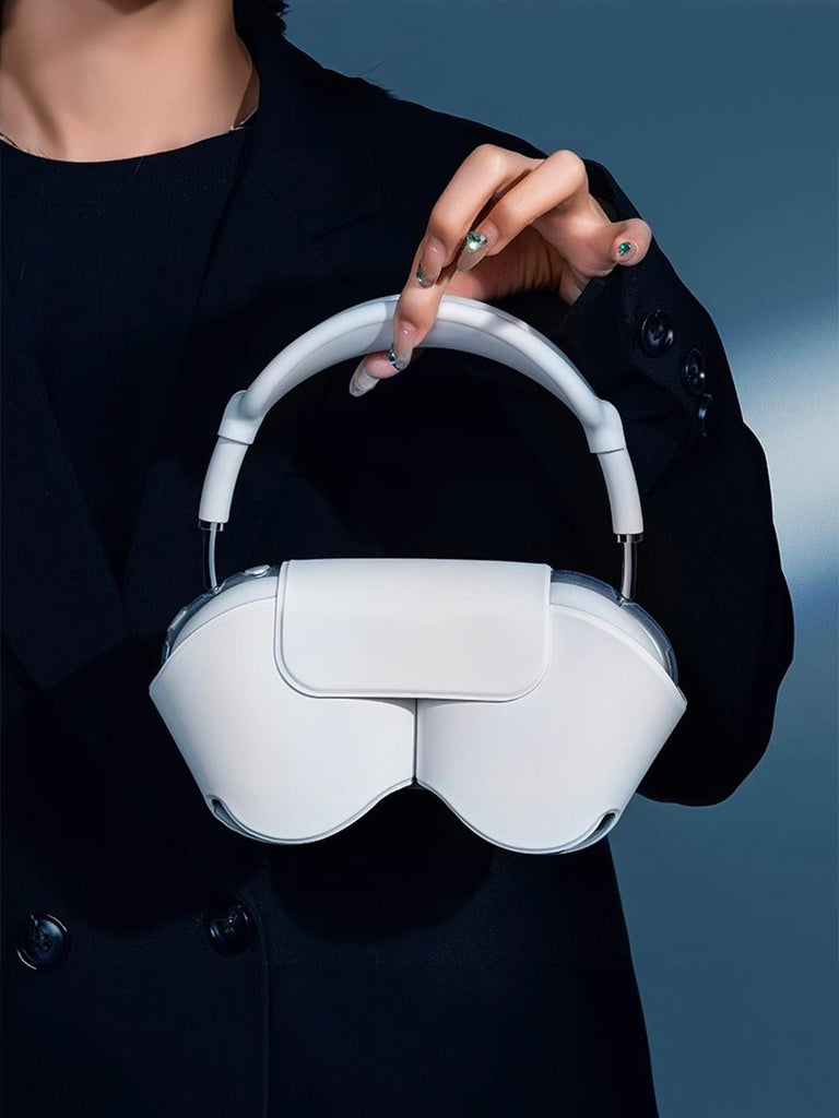 AirPods Max protection, housse rigide, étui de transport, simili vegan magnétique, coque anti - chute avec fermeture, modèle Zahra - Accessoire AirPods Max - Blanc
