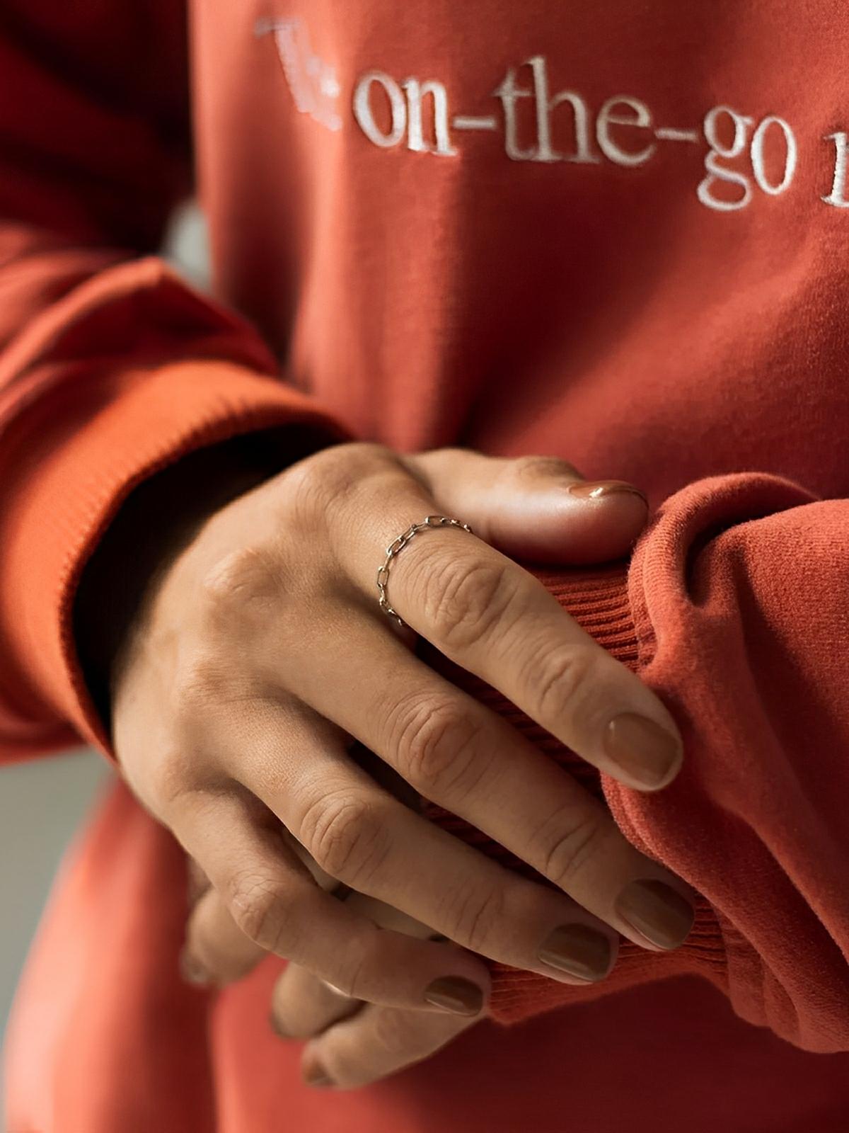 Bague chaîne femme, acier inoxydable or, anneau géométrique, style moderne, modèle Hannah - Bague - Or XXS