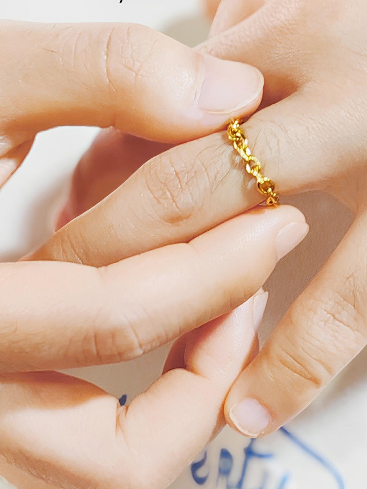 Bague chaîne femme, acier inoxydable or, anneau géométrique, style moderne, modèle Hannah - Bague - Or XXS