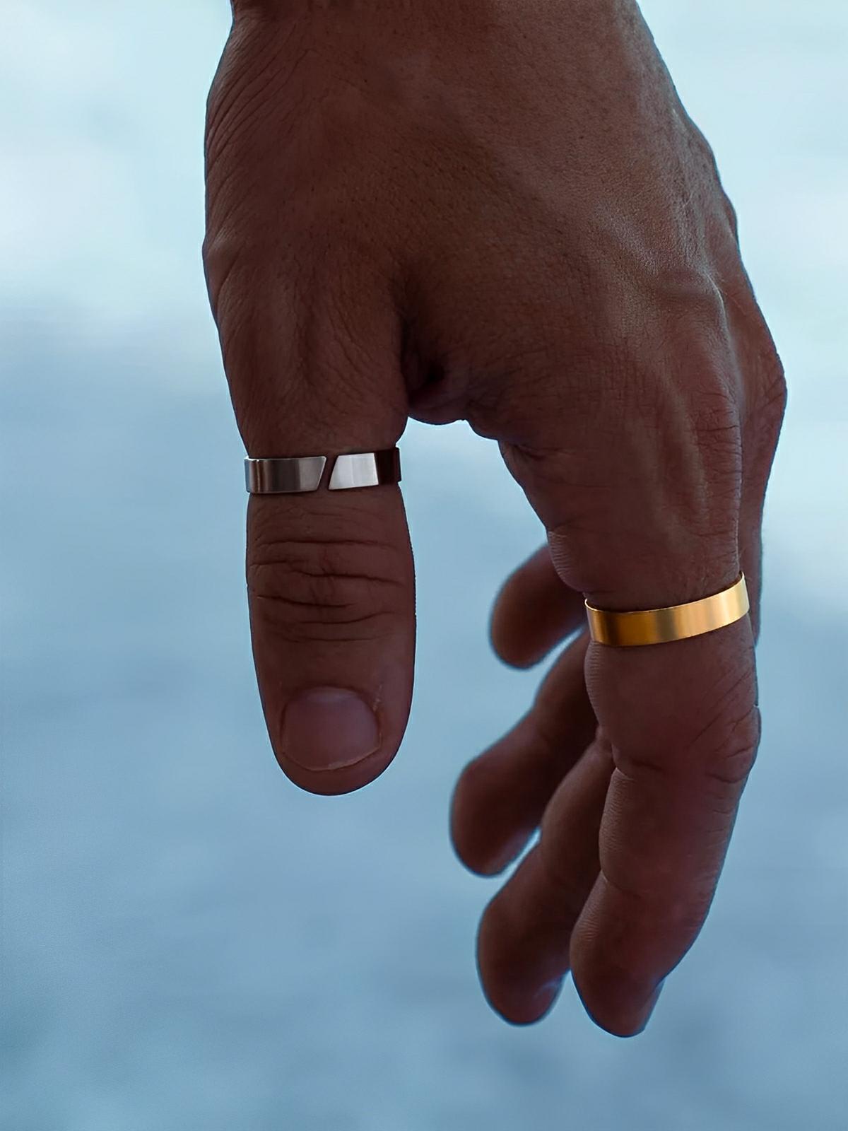 Bague classique pour homme, en acier inoxydable, anneau de 5mm minimaliste, bijou moderne, modèle Artéos - Bague - Argent XS