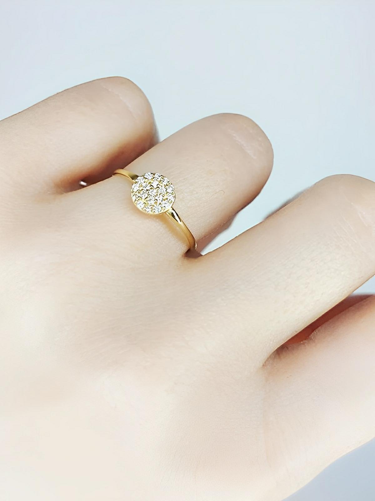 Bague couple dorée, acier inoxydable, zircon rond, anneau simple, or rose, modèle Henryka - Bague - Or XS