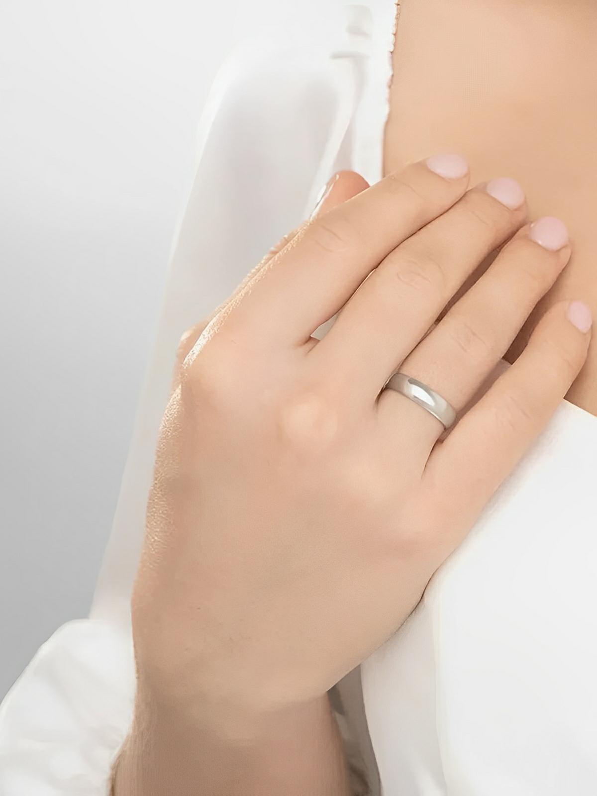 Bague couple minimaliste, acier inoxydable, plaqué or 14K, anneau géométrique, style moderne, modèle Jane - Bague - Argent XXS