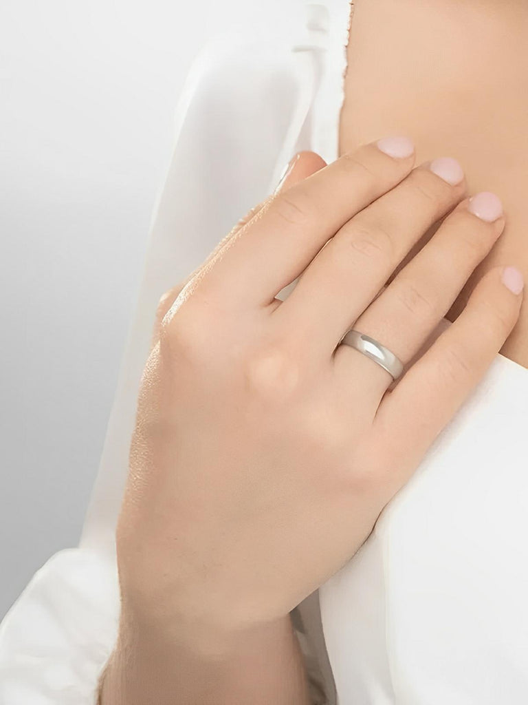 Bague couple minimaliste, acier inoxydable, plaqué or 14K, anneau géométrique, style moderne, modèle Jane - Bague - Argent XXS