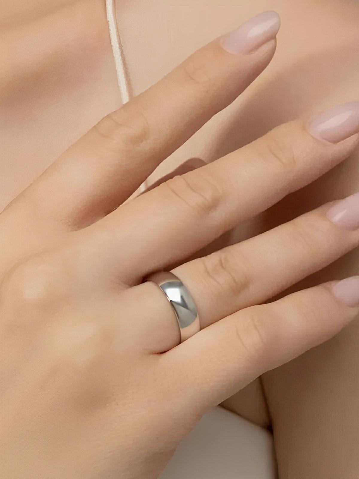 Bague couple minimaliste, acier inoxydable, plaqué or 14K, anneau géométrique, style moderne, modèle Jane - Bague - Argent XXS