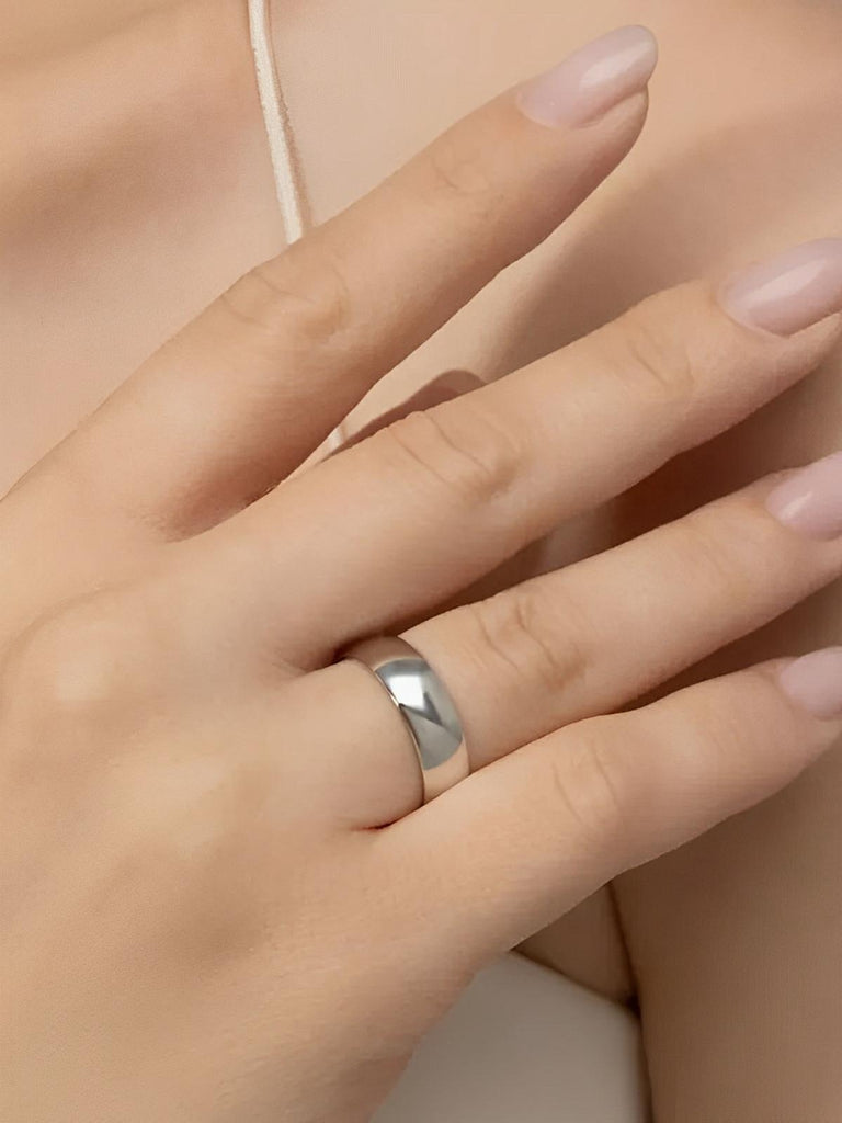 Bague couple minimaliste, acier inoxydable, plaqué or 14K, anneau géométrique, style moderne, modèle Jane - Bague - Argent XXS