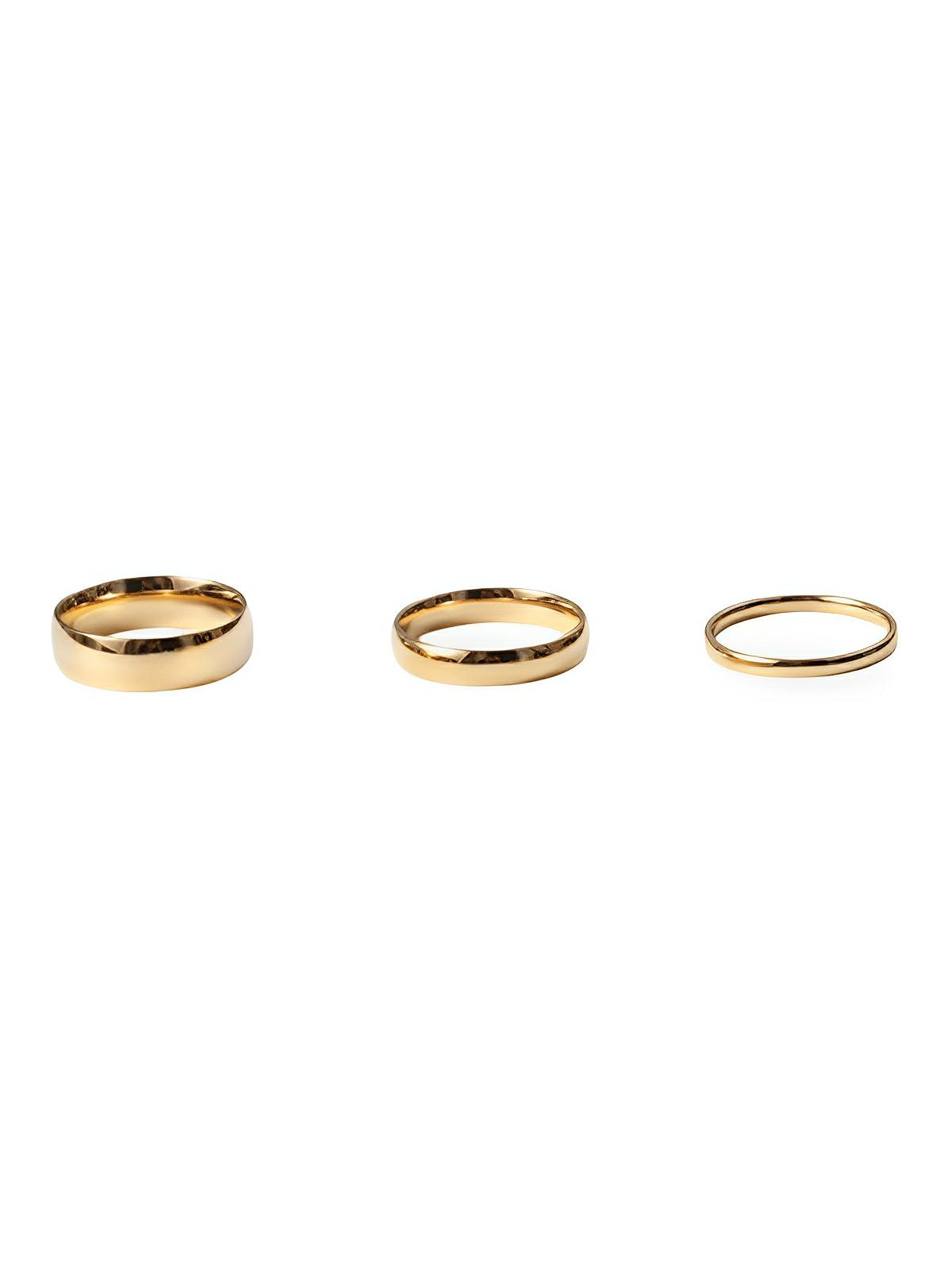 Bague couple minimaliste, acier inoxydable, plaqué or 14K, anneau géométrique, style moderne, modèle Jane - Bague - Or XXS