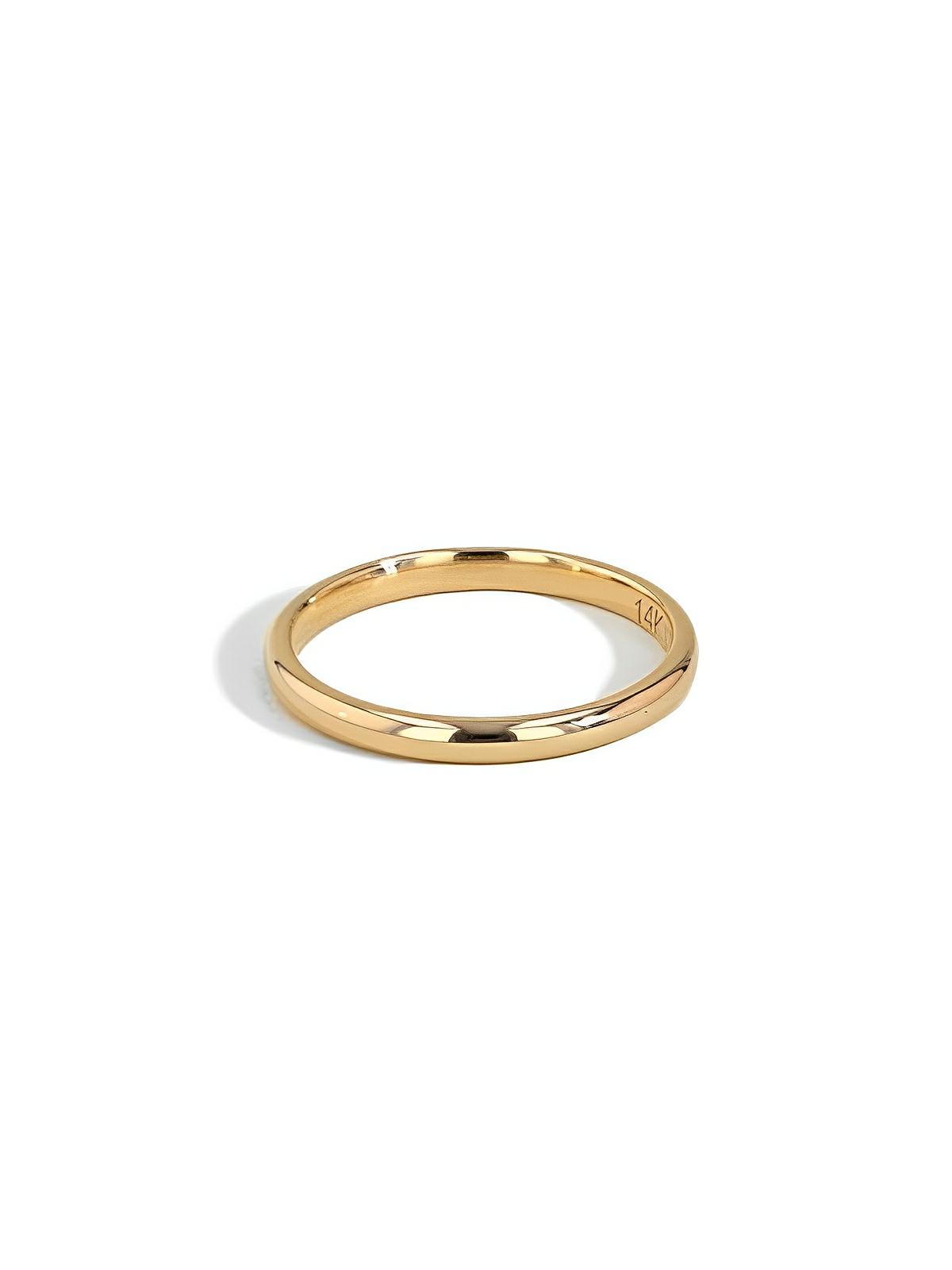 Bague couple minimaliste, acier inoxydable, plaqué or 14K, anneau géométrique, style moderne, modèle Jane - Bague - Or XXS