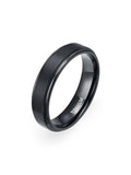 Bague en titane, noire mate / argent brossé, anneau mixte minimaliste, modèle Mélo - Bague - Noir XXS
