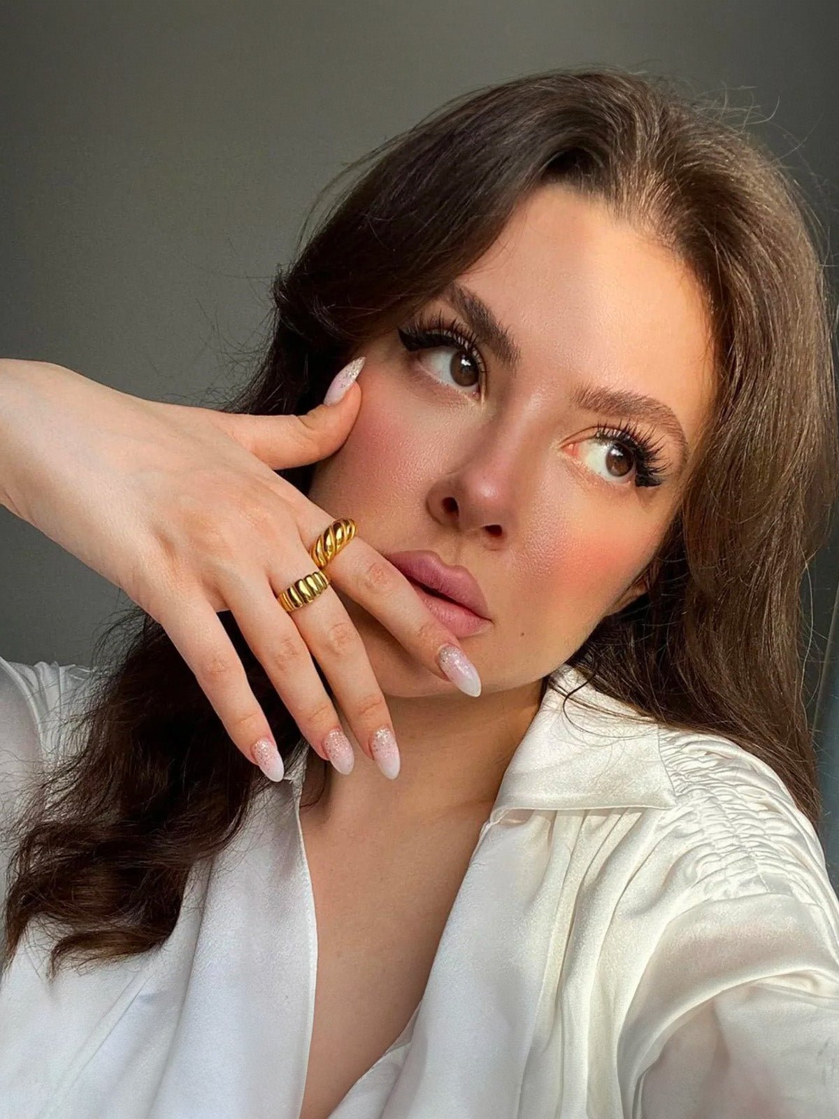 Bague femme acier inoxydable or 18K, style géométrique ondulé, bijoux tendance, mode urbaine, multi tailles, modèle Jorelle - Bague - Or XXS