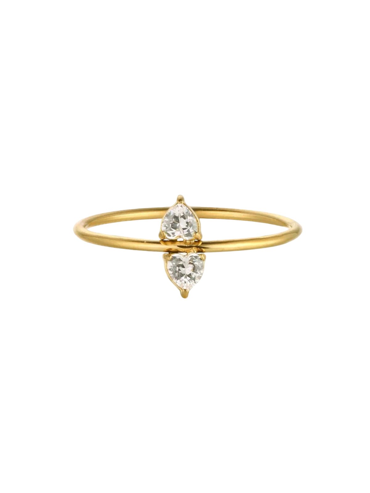 Bague fine goutte double zircone, bague ouverte ajustable, bague femme or 18K, bijou doigt délicat, anneau minimaliste chic, modèle Windz - Bague - Or XS