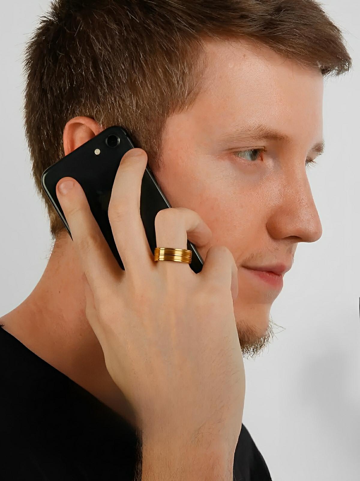 Bague homme en acier inoxydable, anneau moderne et raffiné, style masculin, modèle Ilyes - Bague - Or XXS