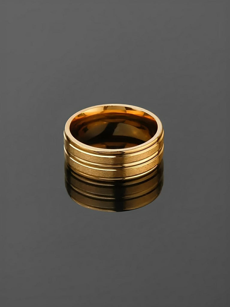 Bague homme en acier inoxydable, anneau moderne et raffiné, style masculin, modèle Ilyes - Bague - Or XXS