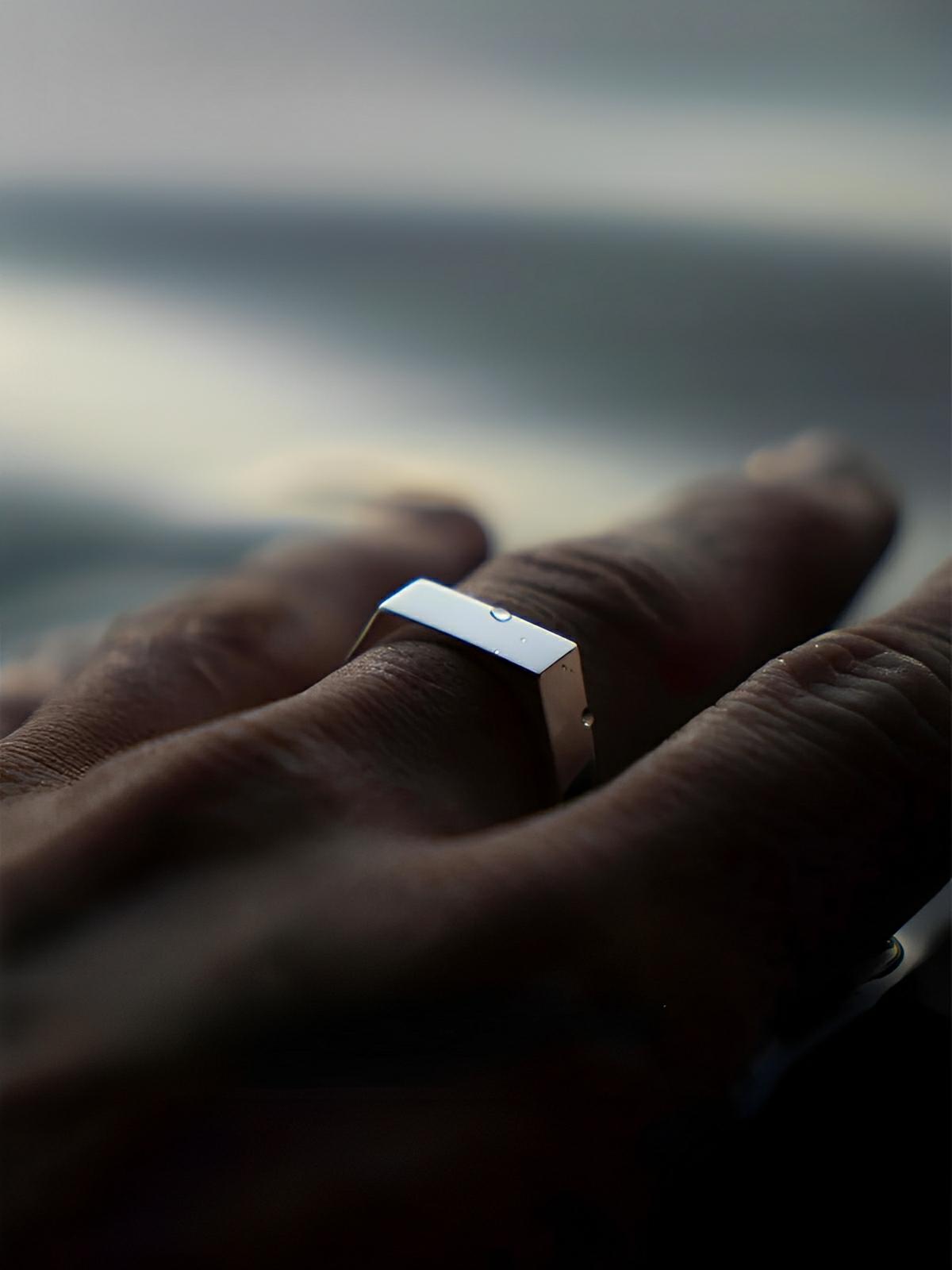 Bague rectangle minimaliste, en acier inoxydable, effet miroir, design géométrique, pour homme, modèle Nathan - Bague - Argent XS