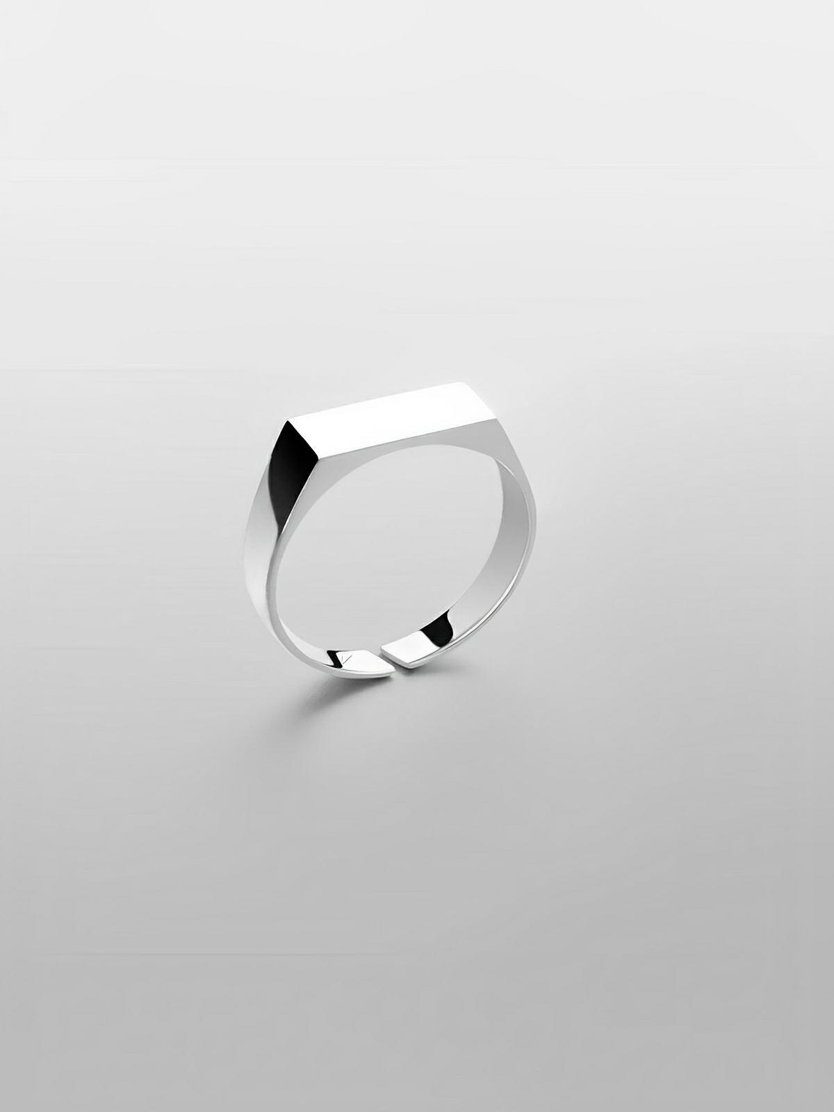 Bague rectangle minimaliste, en acier inoxydable, effet miroir, design géométrique, pour homme, modèle Nathan - Bague - Argent XS