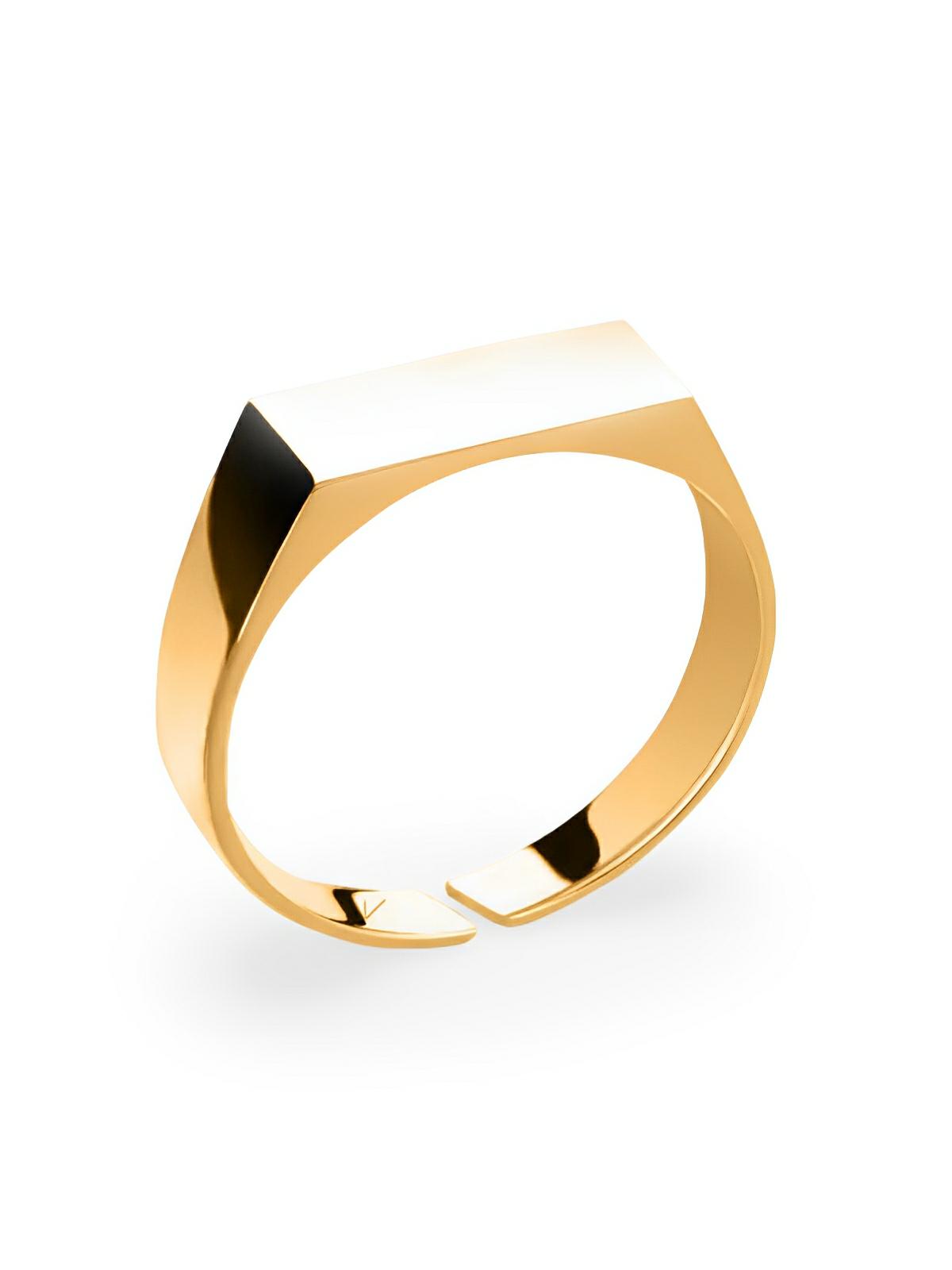 Bague rectangle minimaliste, en acier inoxydable, effet miroir, design géométrique, pour homme, modèle Nathan - Bague - Or XS
