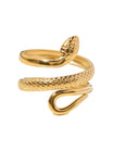 Bague serpent ajustable, bague plaqué or 18K, bague femme tendance, acier inoxydable, fine géométrique, modèle Karlene - Bague - Or S