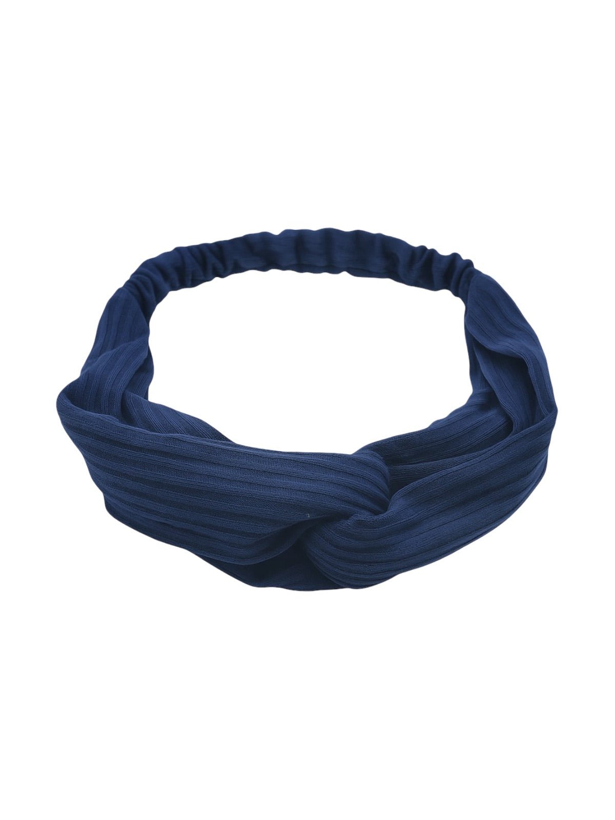 Bandeau cheveux femme, bandeau tissu côtelé, bandeau torsadé, bandeau élastique, accessoire coiffure, large bandeau mode pinterest, modèle Fedia - Bandeau pour cheveux - Bleu marine