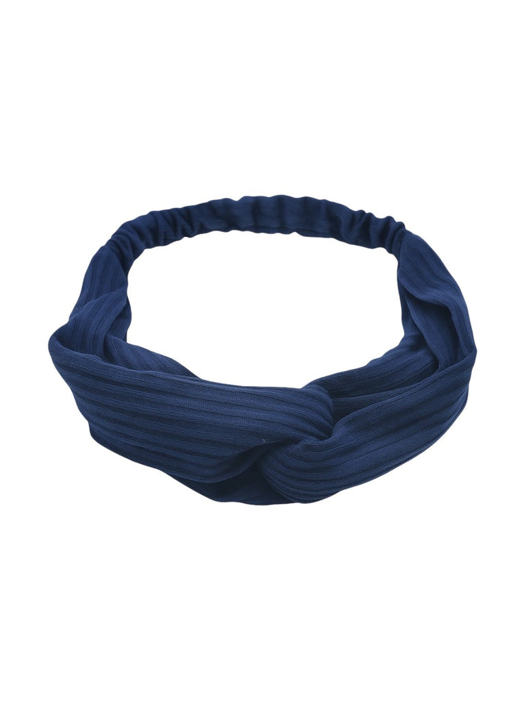 Bandeau cheveux femme, bandeau tissu côtelé, bandeau torsadé, bandeau élastique, accessoire coiffure, large bandeau mode pinterest, modèle Fedia - Bandeau pour cheveux - Bleu marine