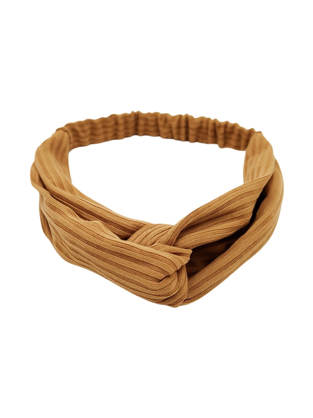 Bandeau cheveux femme, bandeau tissu côtelé, bandeau torsadé, bandeau élastique, accessoire coiffure, large bandeau mode pinterest, modèle Fedia - Bandeau pour cheveux - Camel