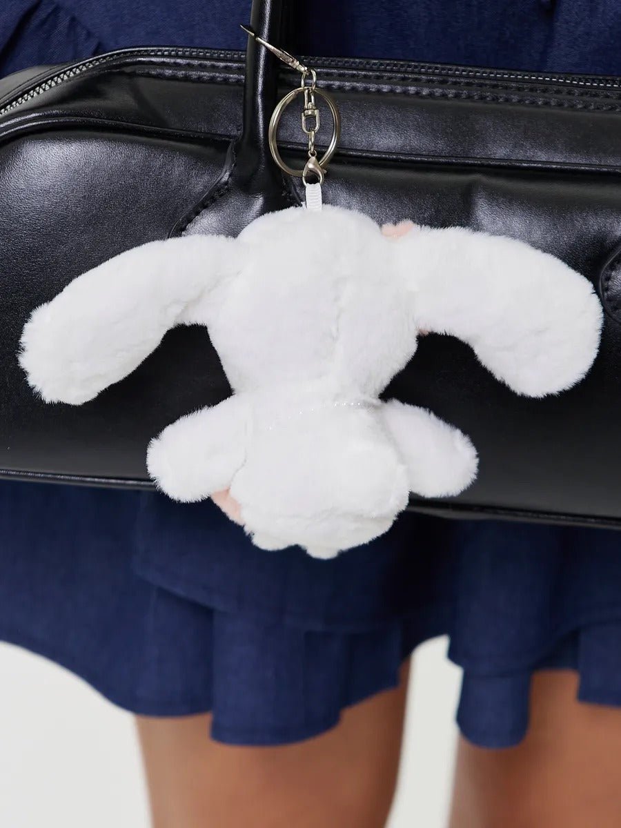 Bijou de sac lapin blanc, peluche douce, porte - clés kawaii, breloque sac fille, accessoire mignon, modèle Panpan - Bijoux de sac - Blanc
