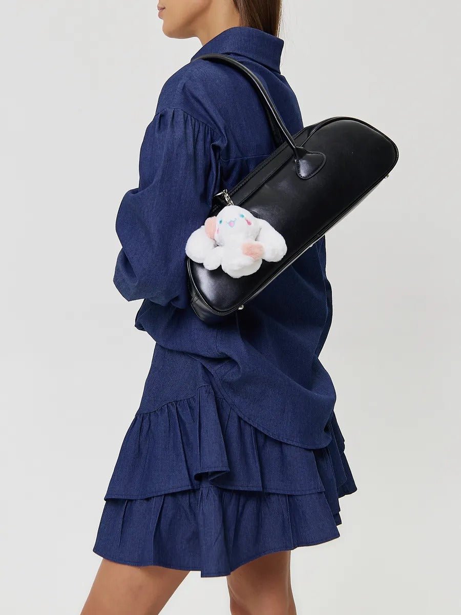 Bijou de sac lapin blanc, peluche douce, porte - clés kawaii, breloque sac fille, accessoire mignon, modèle Panpan - Bijoux de sac - Blanc