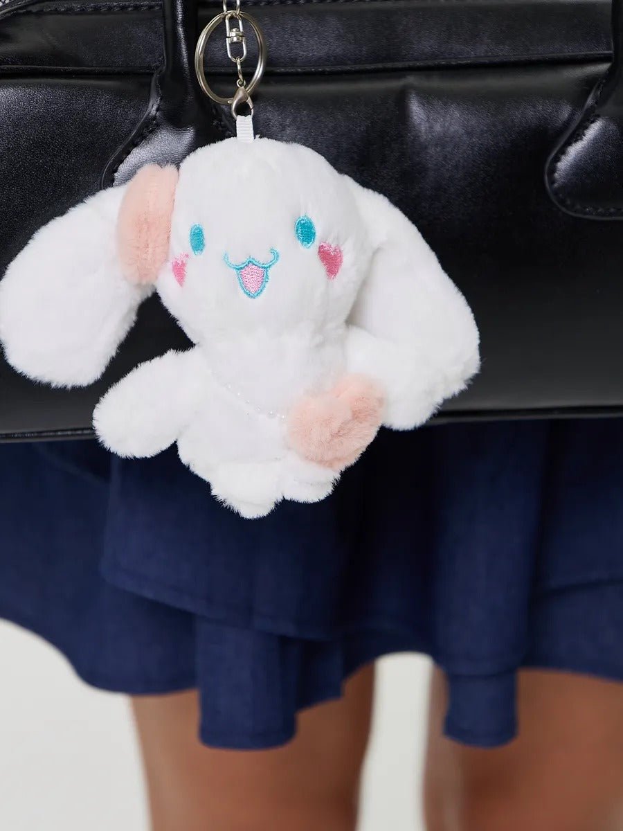 Bijou de sac lapin blanc, peluche douce, porte - clés kawaii, breloque sac fille, accessoire mignon, modèle Panpan - Bijoux de sac - Blanc