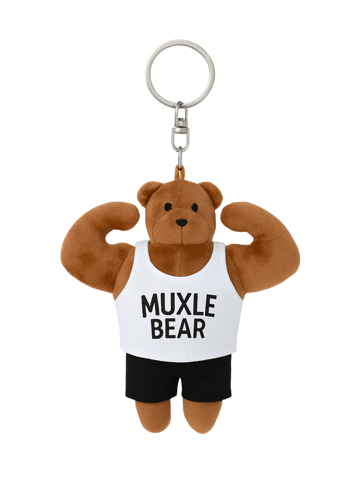 Bijou de sac nounours musclé, peluche porte - clés, accessoire sac sport, breloque amusante, idée cadeau original, modèle Bruno - Bijoux de sac - Marron