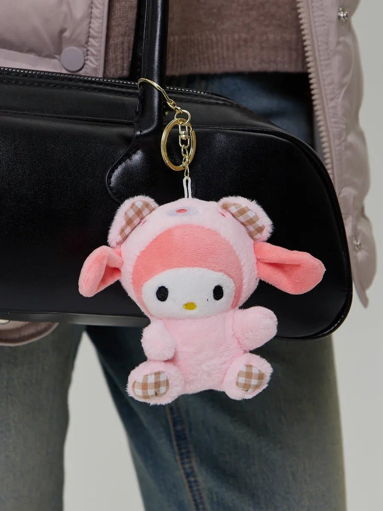 Bijou de sac peluche, accessoire sac, breloque douce, figurine kawaii, mini doudou rose, modèle Kawine - Bijoux de sac - Rose