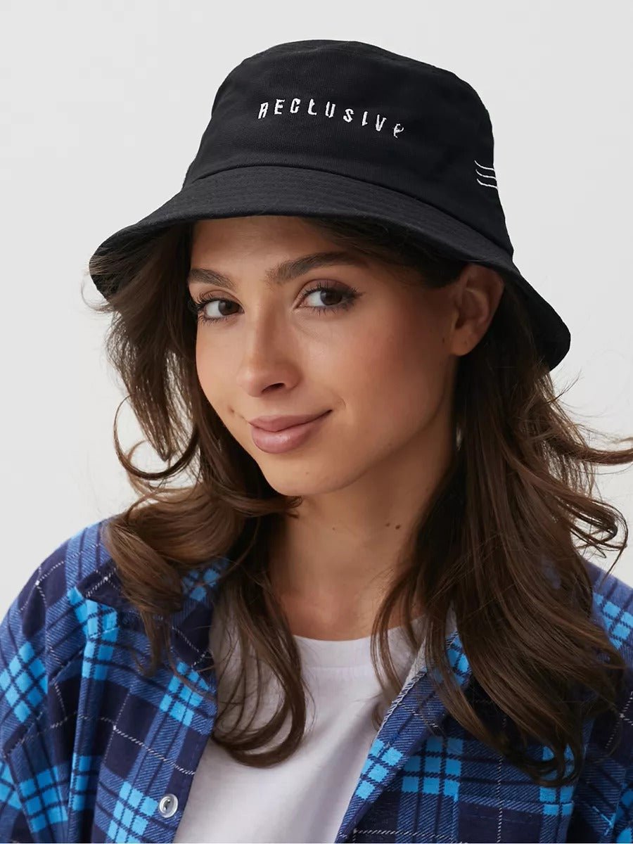 Bob en coton unisexe, broderie Reclusive, protection solaire, pliable, modèle Atom - Casquette - Noir