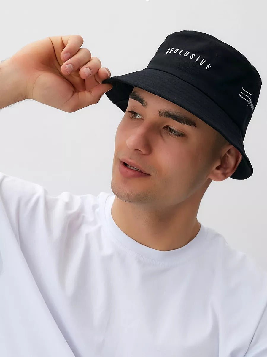 Bob en coton unisexe, broderie Reclusive, protection solaire, pliable, modèle Atom - Casquette - Noir