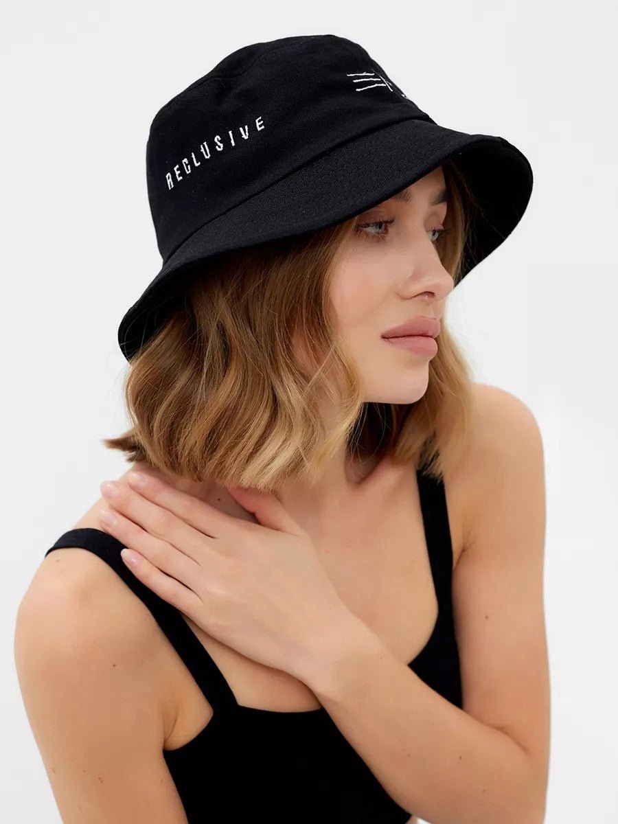 Bob en coton unisexe, broderie Reclusive, protection solaire, pliable, modèle Atom - Casquette - Noir