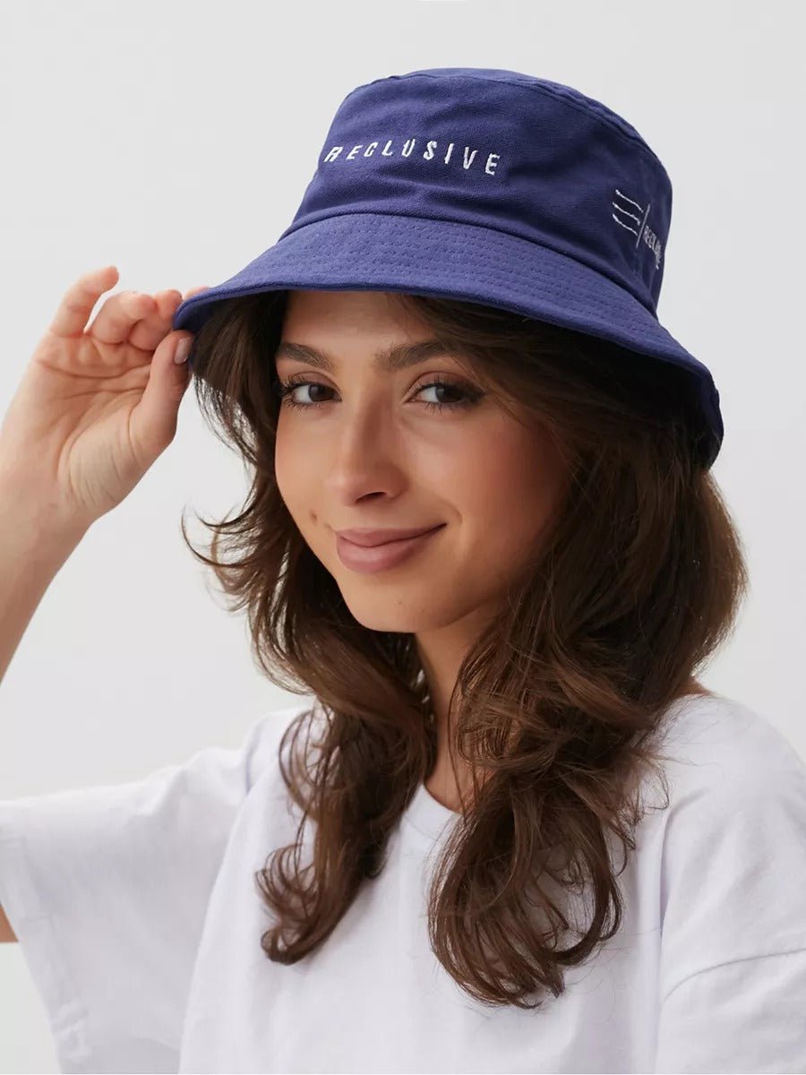 Bob en coton unisexe, broderie Reclusive, protection solaire, pliable, modèle Atom - Casquette - Bleu