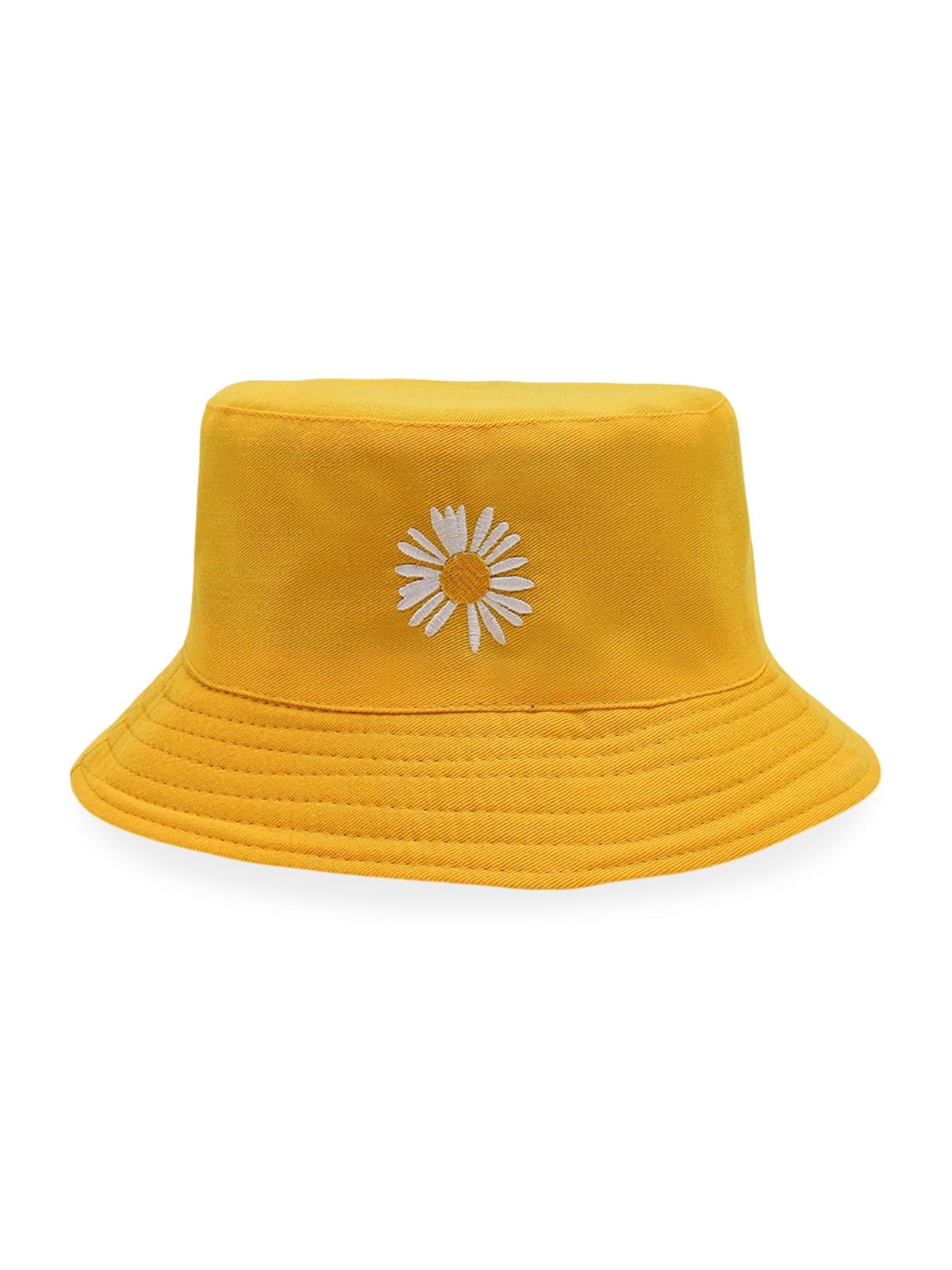 Bob marguerite brodé, chapeau réversible coton, protection solaire UPF 40, style printanier, modèle Marge - Bob - Jaune