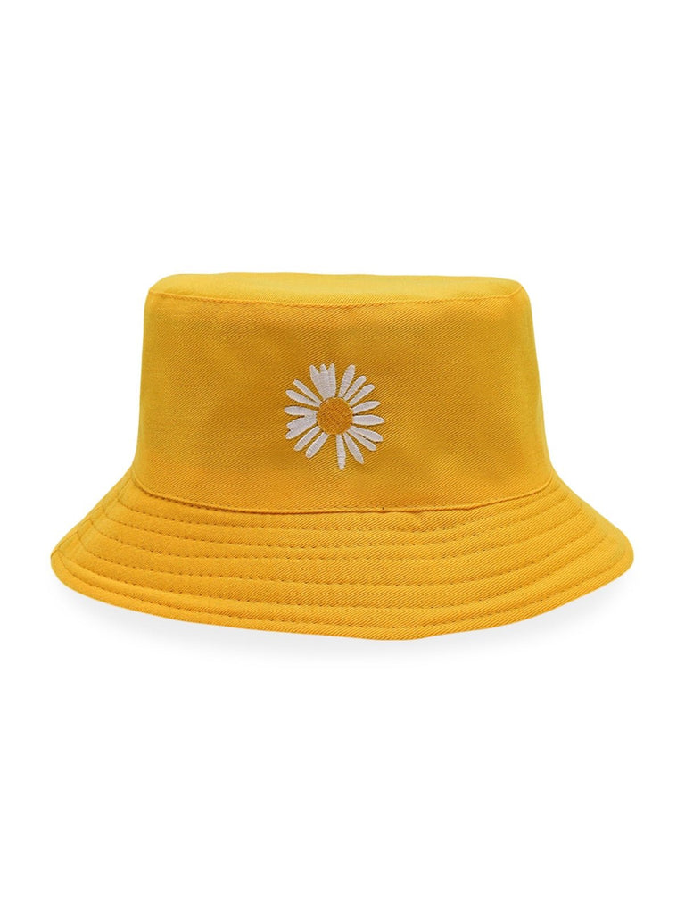 Bob marguerite brodé, chapeau réversible coton, protection solaire UPF 40, style printanier, modèle Marge - Bob - Jaune
