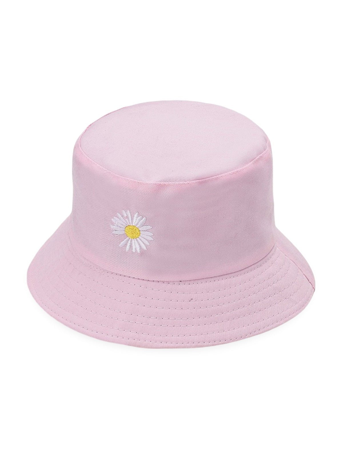 Bob marguerite brodé, chapeau réversible coton, protection solaire UPF 40, style printanier, modèle Marge - Bob - Rose