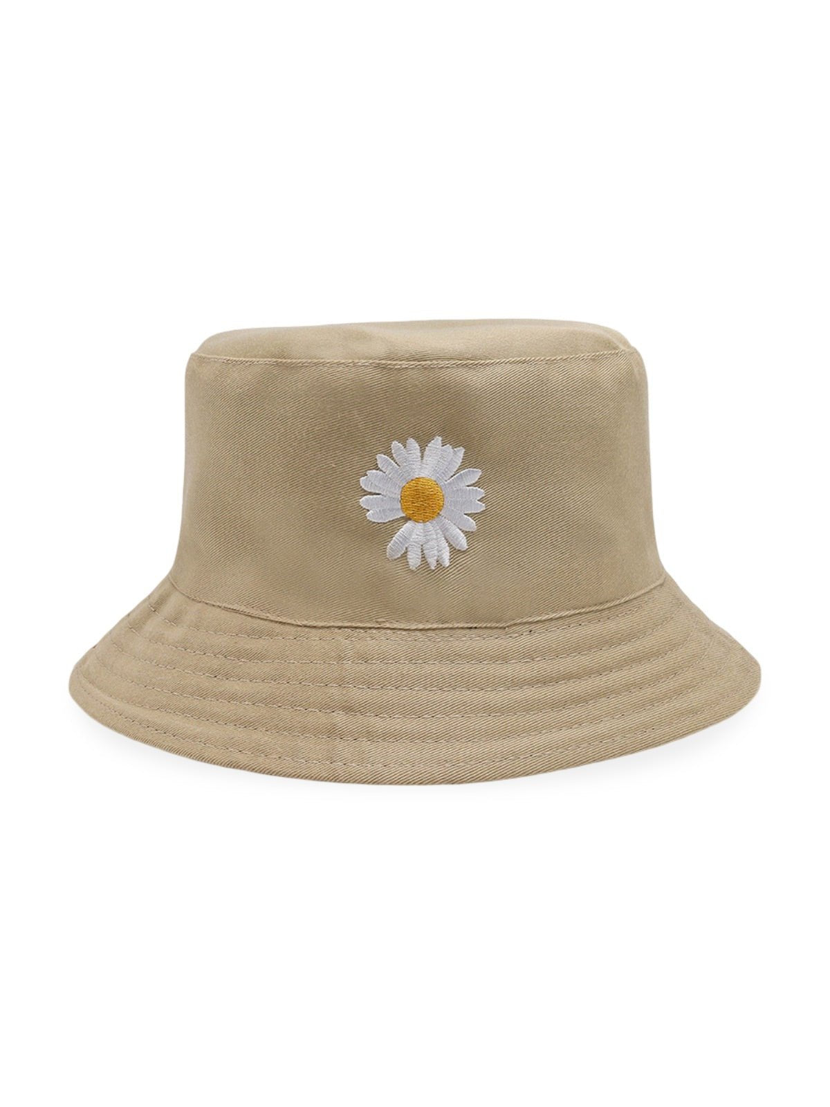 Bob marguerite brodé, chapeau réversible coton, protection solaire UPF 40, style printanier, modèle Marge - Bob - Beige