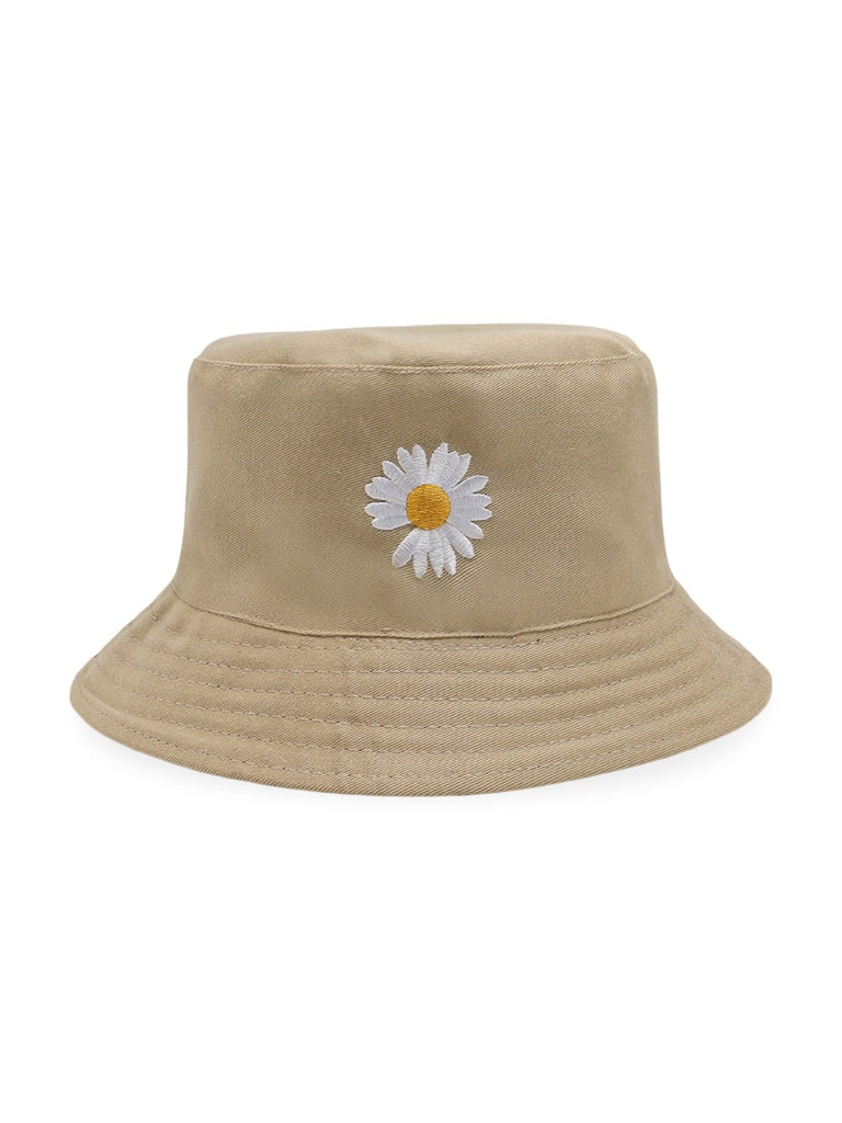 Bob marguerite brodé, chapeau réversible coton, protection solaire UPF 40, style printanier, modèle Marge - Bob - Beige