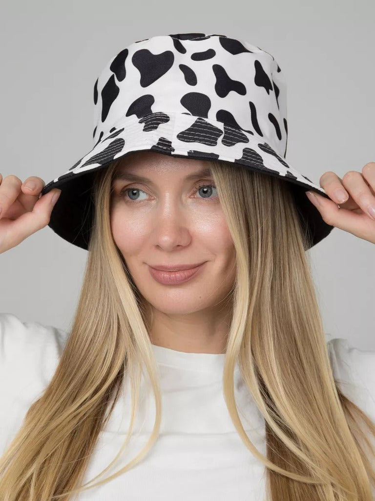 Bob vache réversible, chapeau été, protection UV, imprimé tendance, style unique, modèle Cowa - Bob - Noir